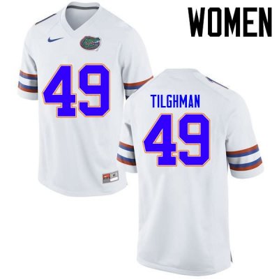 Women's Florida Gators #49 Jacob Tilghman NCAA Nike White Authentic Stitched College Football Jersey UIK0562ZP